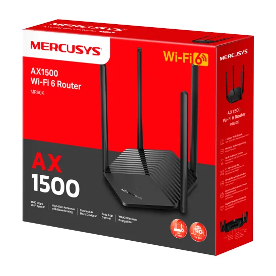 Wi-Fi роутер Mercusys MR60X, AX1500 Wi-Fi 6