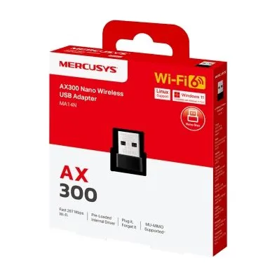 USB Wi-Fi adapter Mercusys MA14N, AX300 Wi-Fi 6, nano