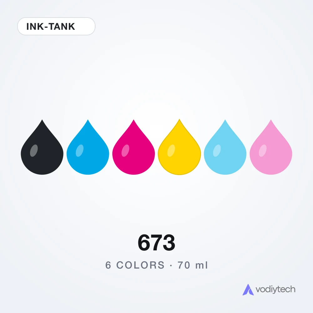 Siyoh 70 ml 673 to'plam, 6 rang Ink-Tank Hi-Q