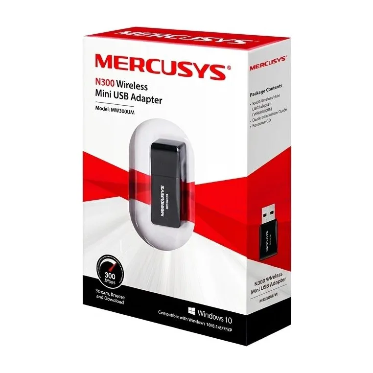 USB Wi-Fi adapter Mercusys MW300UM, N300, mini