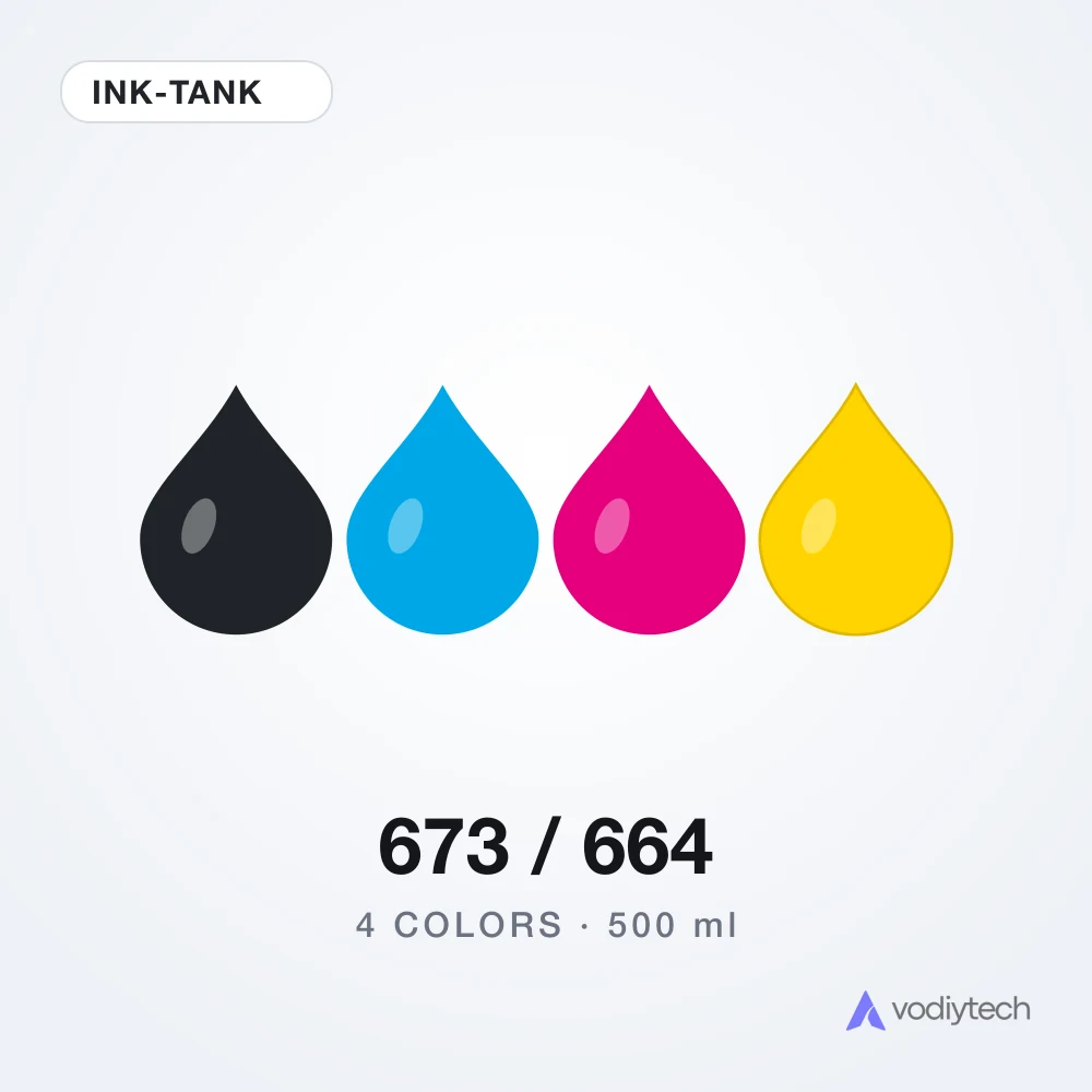 Чернила 500 мл 673 / 664 Комплект 4 цвета Ink-Tank Hi-Q